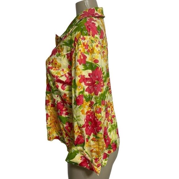Draper's & Damon's Shirt Jacket Women's XL Multicolor Floral Embroidered Eyelet - Picture 6 of 12